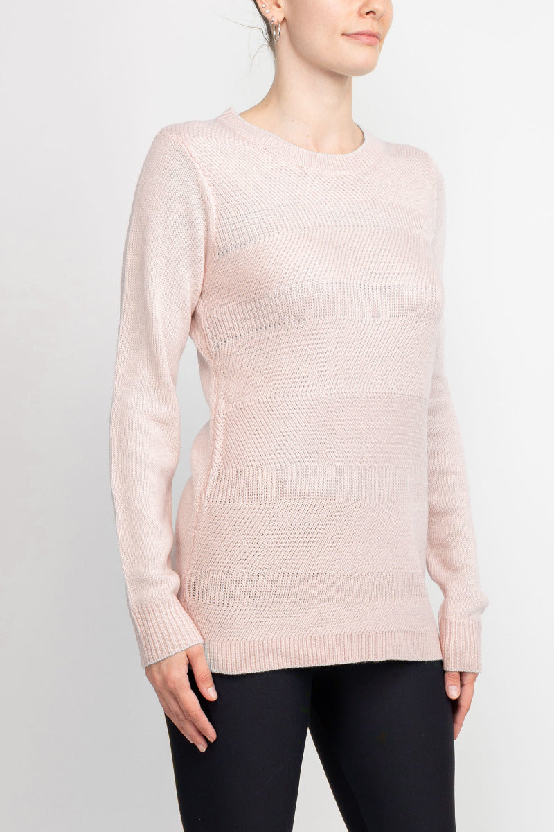 Lissy Crew Neck Long Sleeve Solid Knit Top by Curated Brands
