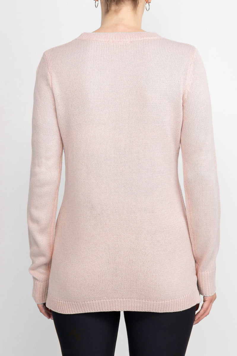 Lissy Crew Neck Long Sleeve Solid Knit Top by Curated Brands