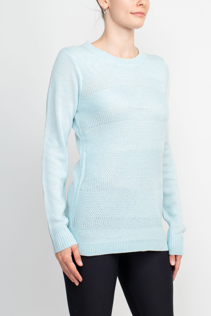 Lissy Crew Neck Long Sleeve Solid Knit Top by Curated Brands