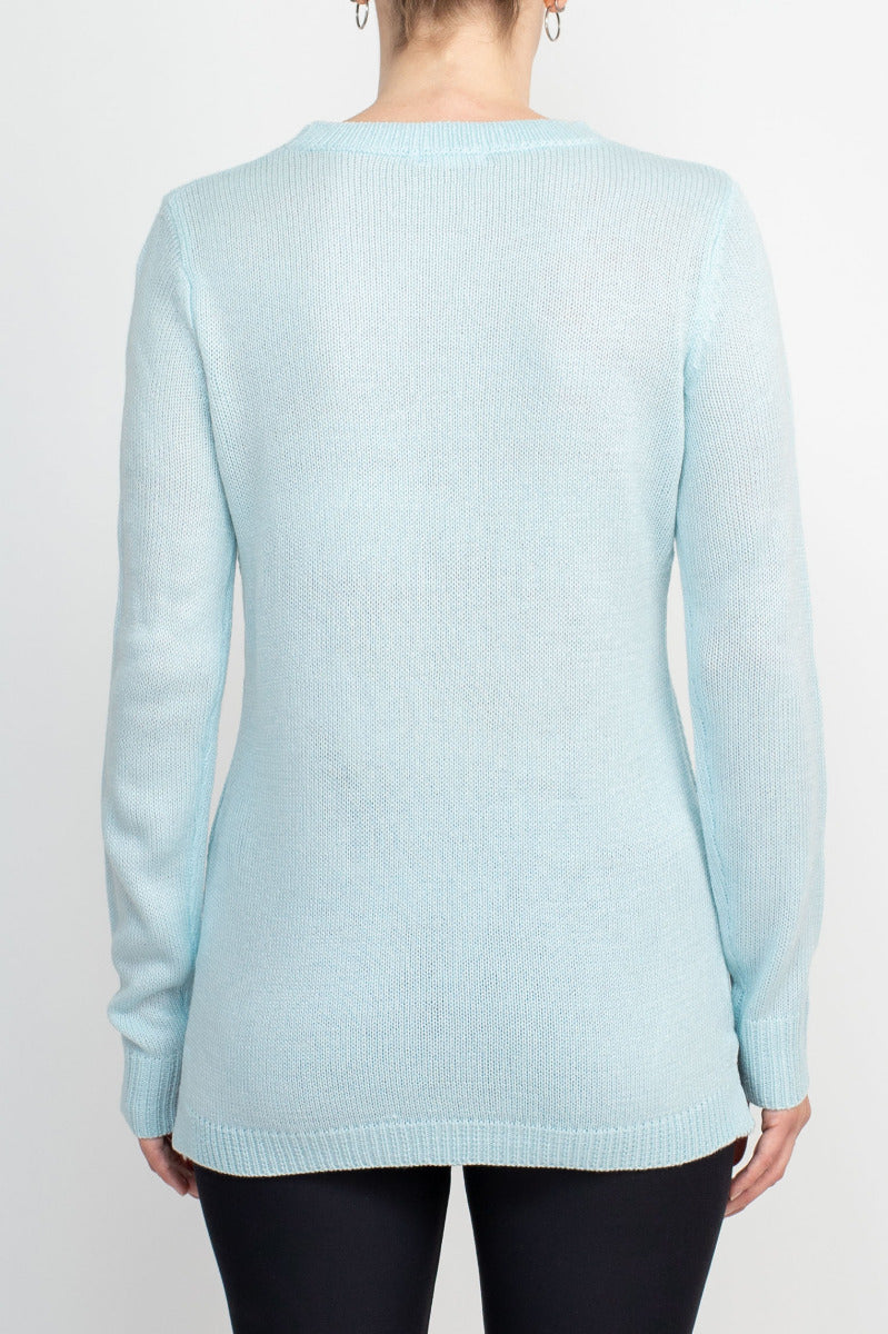 Lissy Crew Neck Long Sleeve Solid Knit Top by Curated Brands