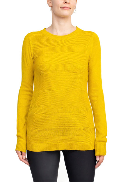 Lissy Crew Neck Long Sleeve Solid Knit Top by Curated Brands
