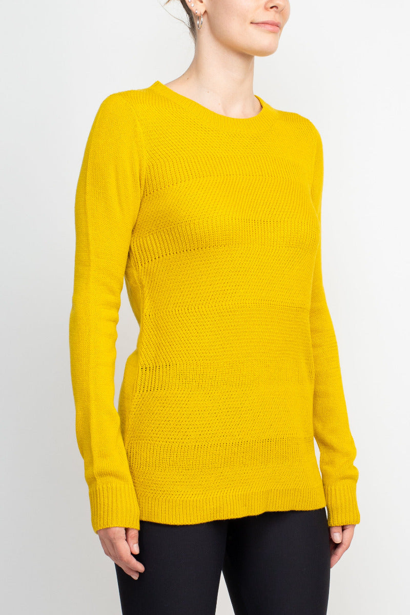 Lissy Crew Neck Long Sleeve Solid Knit Top by Curated Brands