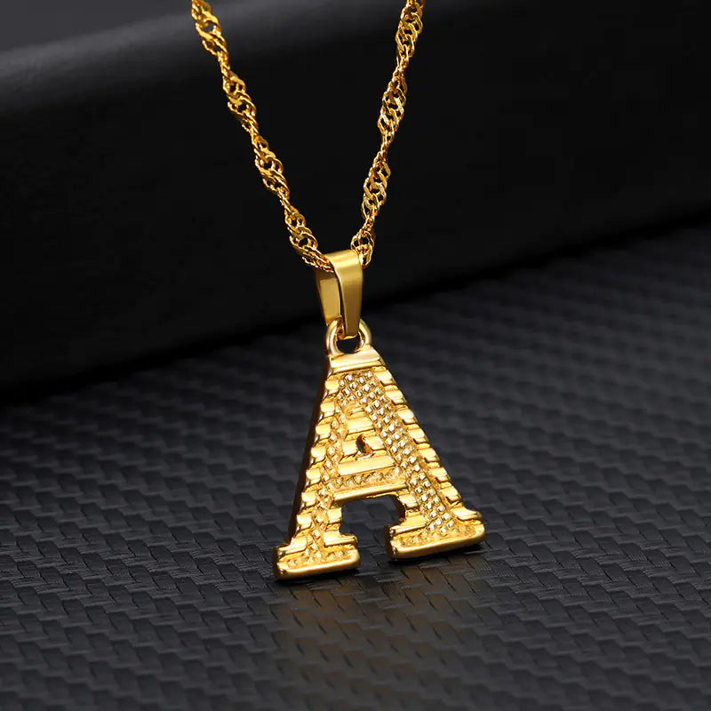 Gold-Plated 26 English Letters Pendant Necklace