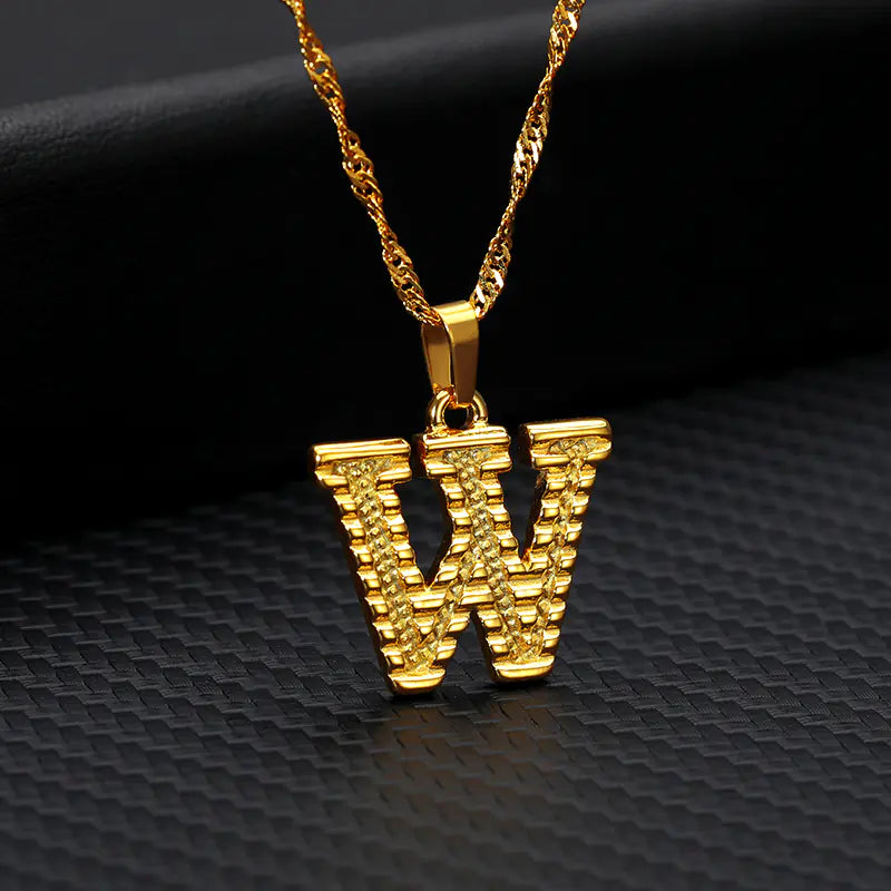 Gold-Plated 26 English Letters Pendant Necklace