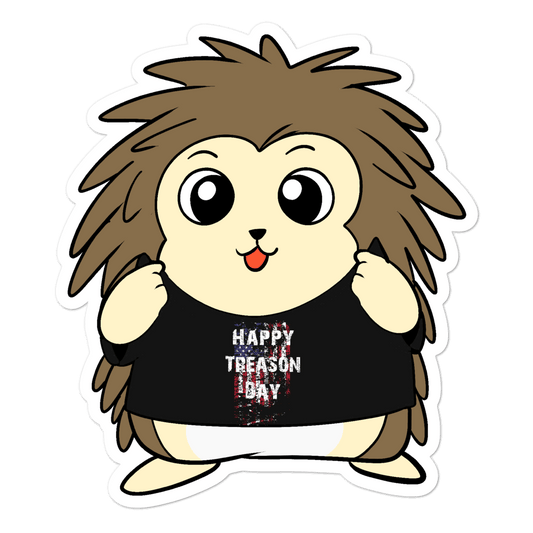 Happy Treason Day Cartoon Porcupine - Bubble-free stickers by Proud Libertarian
