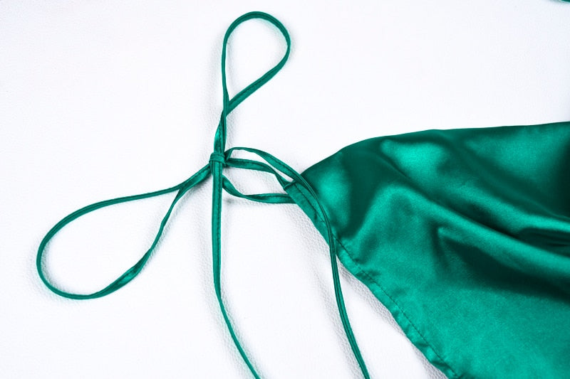 Land of Nostalgia Backless Bandage Women's Sleeveless Summer Satin Dress by Land of Nostalgia