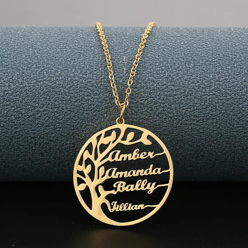 Personalized Name Necklace with Tree of Life Pendant