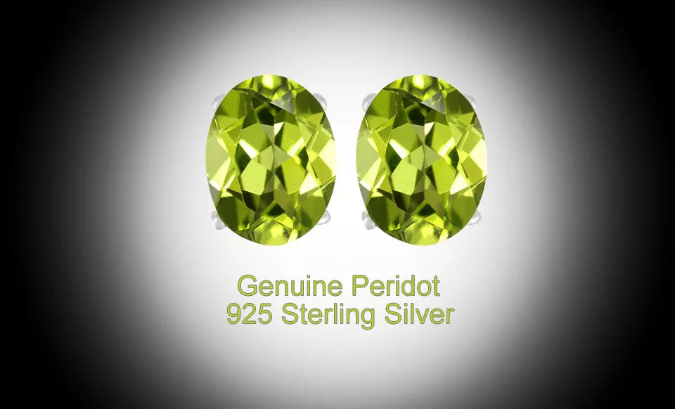 RMZ GOLD NYC Women's 925 Sterling Silver 4 Ct Peridot 6mm Oval Stud Earrings