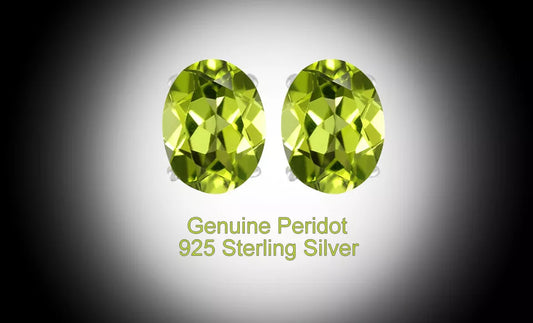 RMZ GOLD NYC Women's 925 Sterling Silver 4 Ct Peridot 6mm Oval Stud Earrings