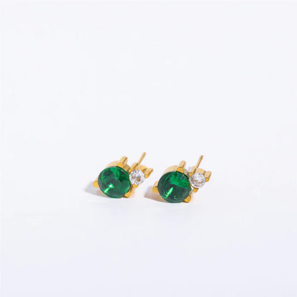 Titanium Steel Gold-Plated December Birthstone Earrings