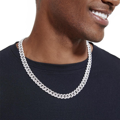 S925 Moissanite Diamond Cuban Link Chain in White Gold - 10mm by Bling Proud | Urban Jewelry Online Store