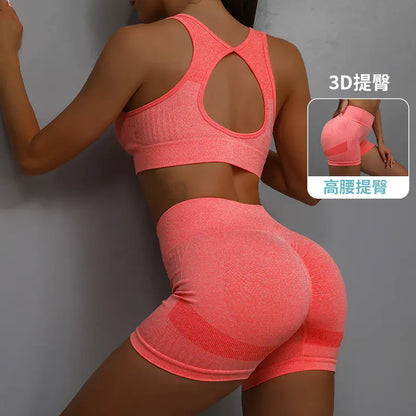 Yoga Outfit Set with Smiley Face and Breathable Shorts