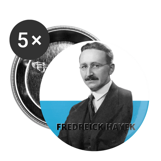 Frederick Hayek Buttons small 1'' (5-pack) by Proud Libertarian