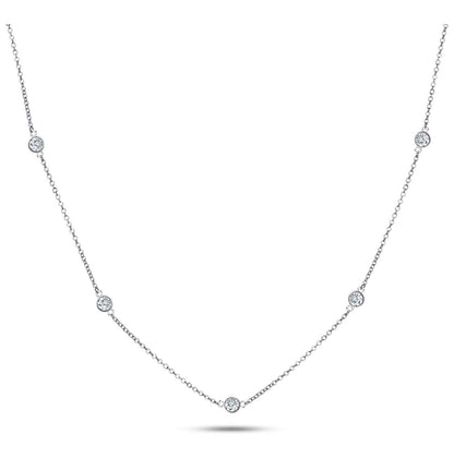 Solid Sterling Silver Round Cut Station Necklace by Donatello Gian