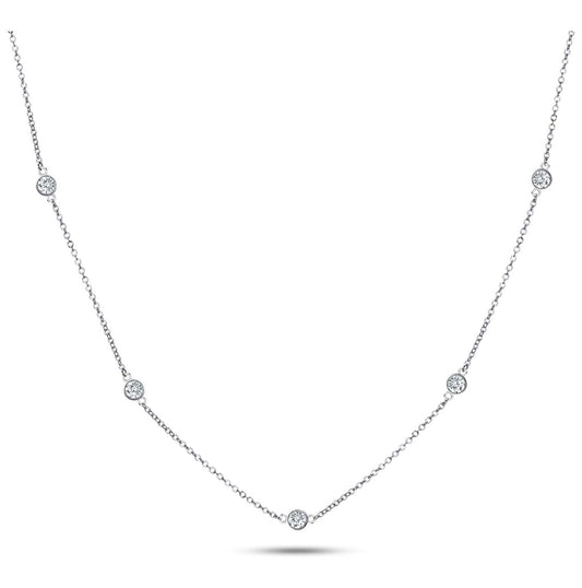 Solid Sterling Silver Round Cut Station Necklace by Donatello Gian
