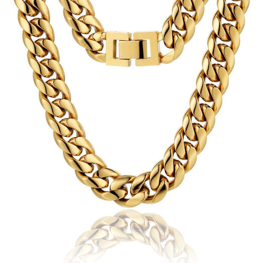 The Golden Time II® - 12mm Miami Cuban Link Chain 18K Gold Plated by Bling Proud | Urban Jewelry Online Store