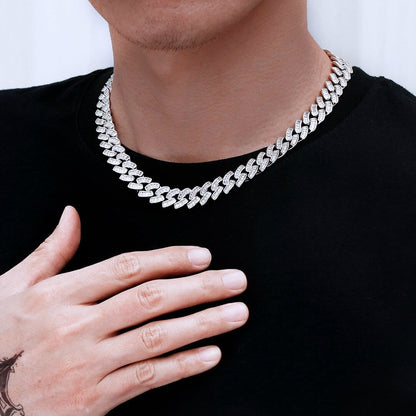 The Prince's Pride® - 12mm Baguette CZ Cuban Link Chain White Gold Plated by Bling Proud | Urban Jewelry Online Store