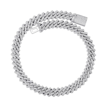 The Shining Moment III® - 14mm Iced Out Diamond Prong Cuban Link Chain Choker in White Gold by Bling Proud | Urban Jewelry Online Store