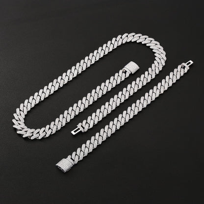 The Shining Moment II® - 13mm Iced Diamond Prong Link Cuban Choker Chain in White Gold by Bling Proud | Urban Jewelry Online Store