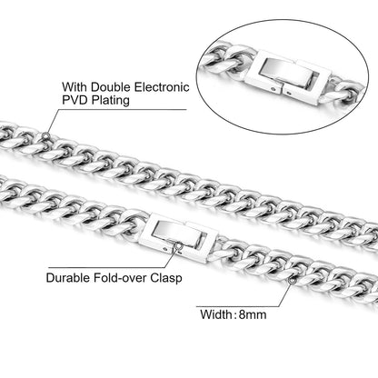 The Silver Lining® - 8mm Miami Cuban Link Chain White Gold Plated by Bling Proud | Urban Jewelry Online Store