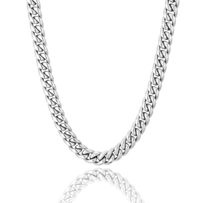 The Silver Lining® - 8mm Miami Cuban Link Chain White Gold Plated by Bling Proud | Urban Jewelry Online Store