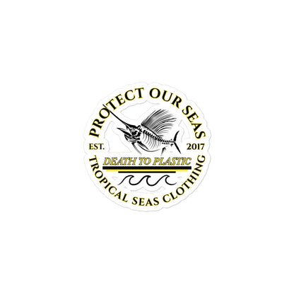 Death to Plastic stickers by Tropical Seas Clothing