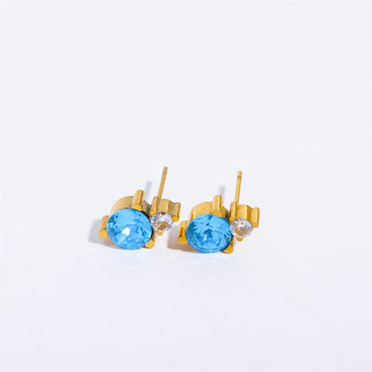 Titanium Steel Gold-Plated December Birthstone Earrings