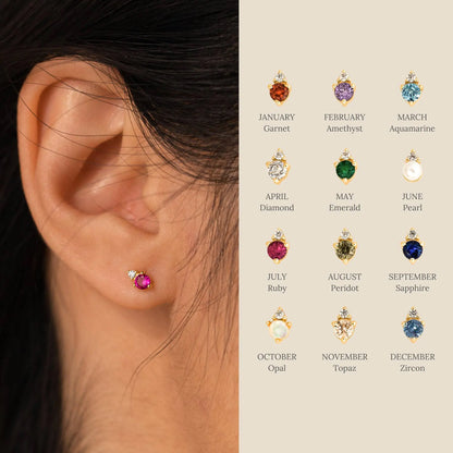 Titanium Steel Gold-Plated December Birthstone Earrings