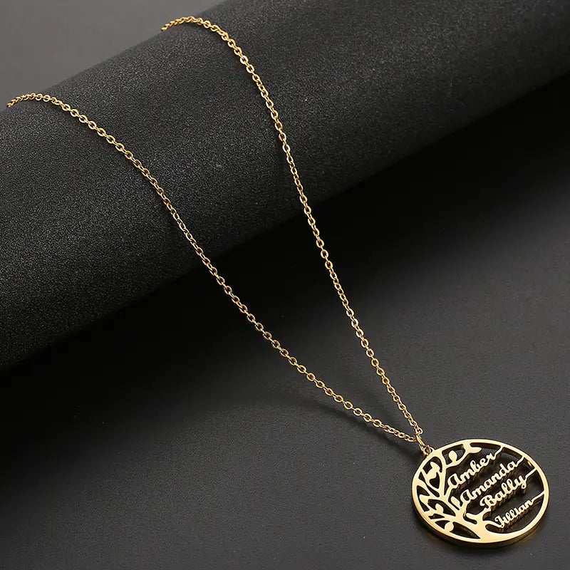 Personalized Name Necklace with Tree of Life Pendant