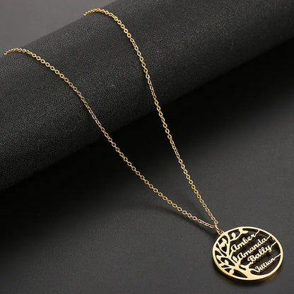 Personalized Name Necklace with Tree of Life Pendant