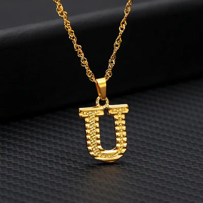 Gold-Plated 26 English Letters Pendant Necklace