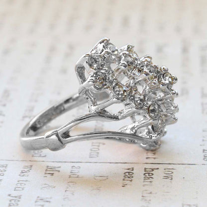 Vintage Jewelry Clear Crystal Cocktail Ring Electroplated with 18kt Yellow Gold Made in the USA by PVD Vintage Jewelry