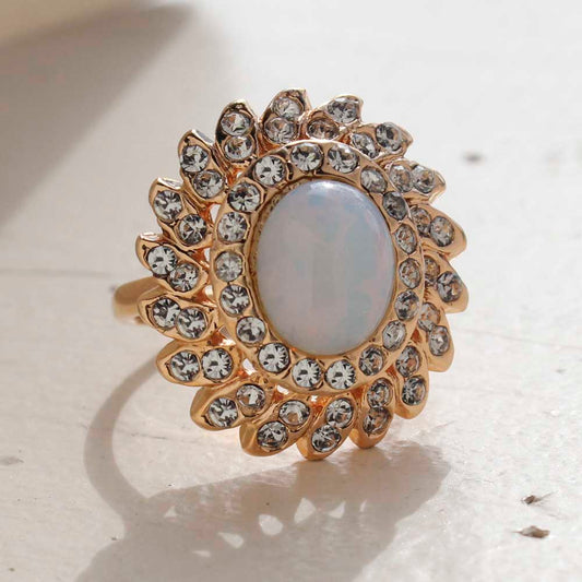 Vintage Jewelry Pinfire Opal Cocktail Ring in a 18k Gold Electroplated Setting Made in the USA by PVD Vintage Jewelry