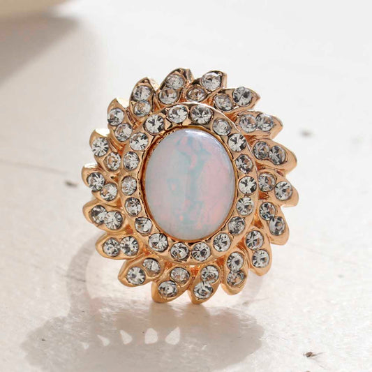 Vintage Jewelry Pinfire Opal Cocktail Ring in a 18k Gold Electroplated Setting Made in the USA by PVD Vintage Jewelry