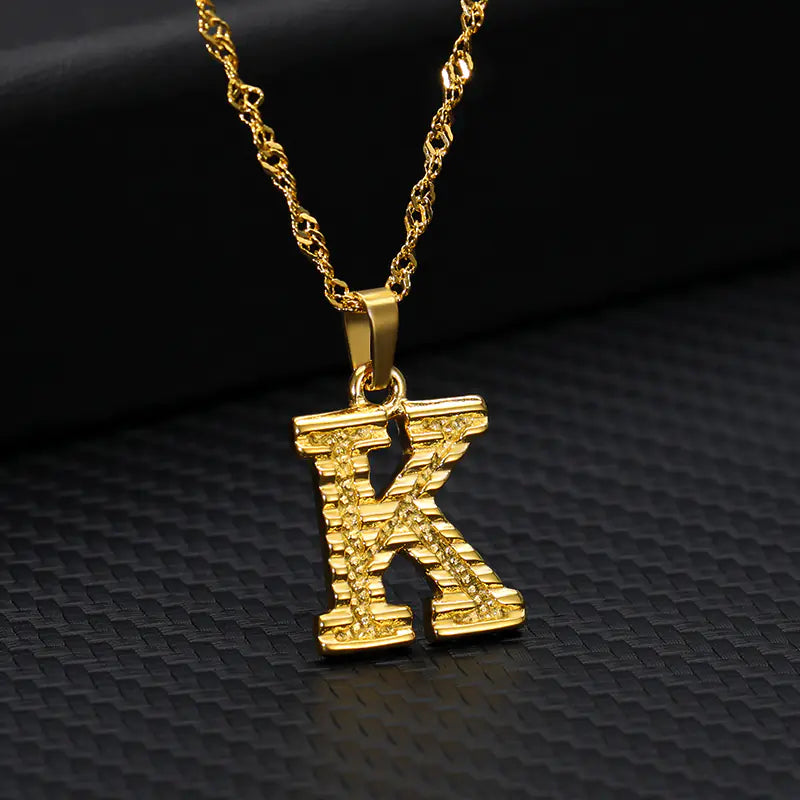 Gold-Plated 26 English Letters Pendant Necklace