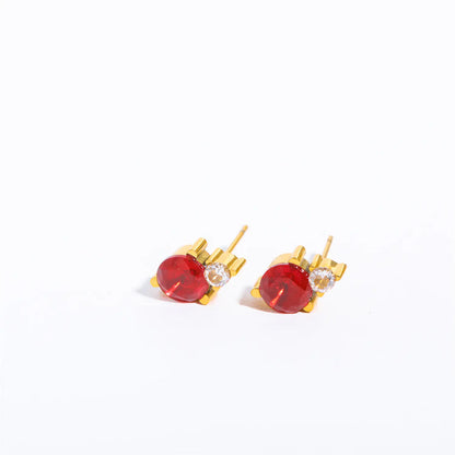 Titanium Steel Gold-Plated December Birthstone Earrings