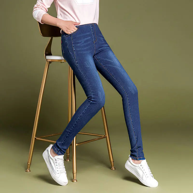 High-Waisted Stretchy Women's Jeans in Four Colors
