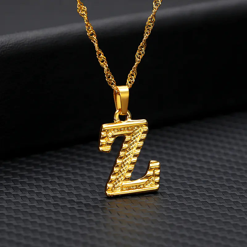 Gold-Plated 26 English Letters Pendant Necklace