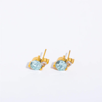Titanium Steel Gold-Plated December Birthstone Earrings